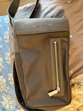 Michael Kors Black Men's Messenger Bag with Silver-Tone Zipper